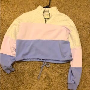 Colorblock crop top American Eagle quarter zip